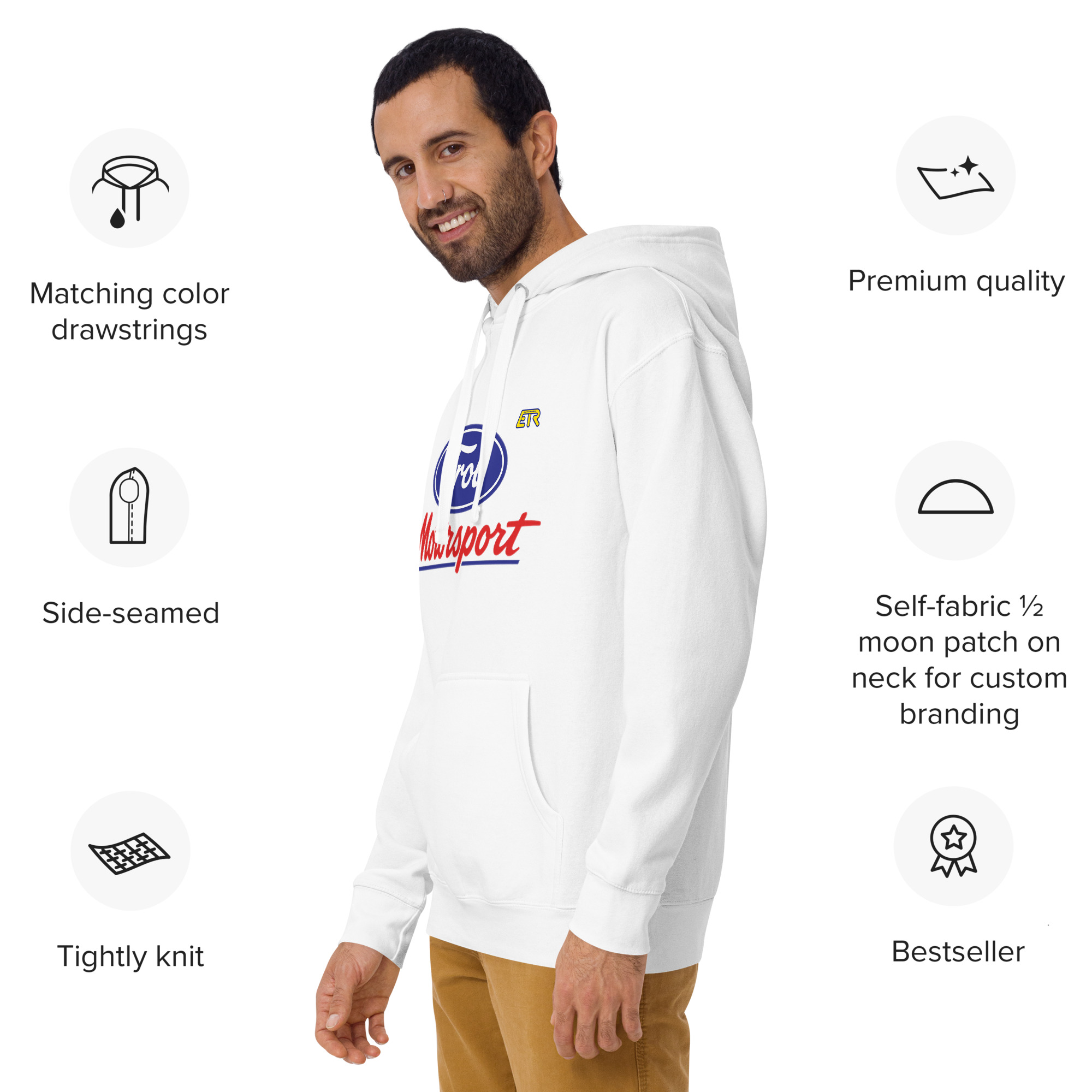 Sudadera Trol Motosport Blanca - ETR Unisex - Imagen 3